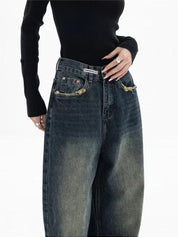 Nadja - Vintage Baggy Jeans met Washed Effect