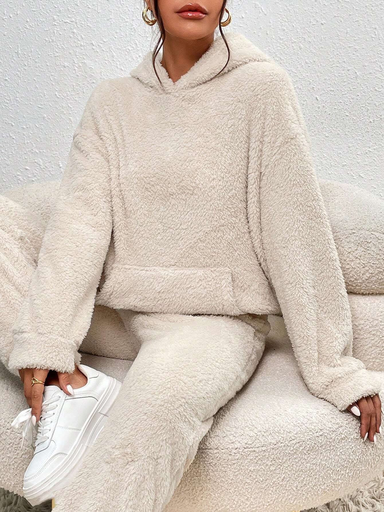 Soft Teddy Loungewear Hoodie and Jogging Set for Women