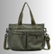 Women's casual corduroy shopper bag with zippered compartments and shoulder strap