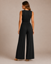 Women's Stylish Jumpsuit with Deep V-Neck and Wide Legs