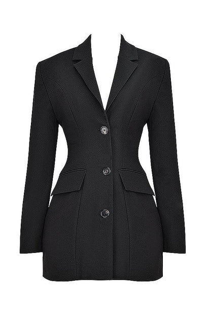 Jara - Zwarte blazer met schoudervullingen