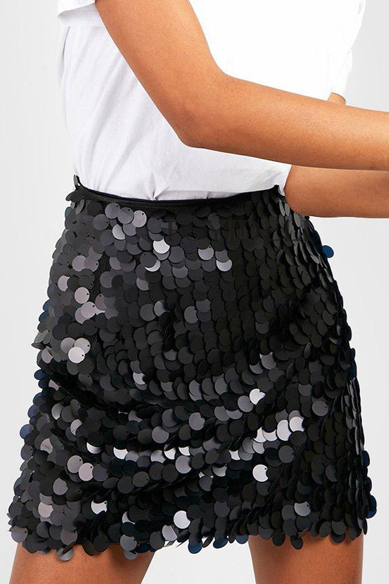 Glitter Pailletten Mini Rok Voor Dames Met Hoge Taille