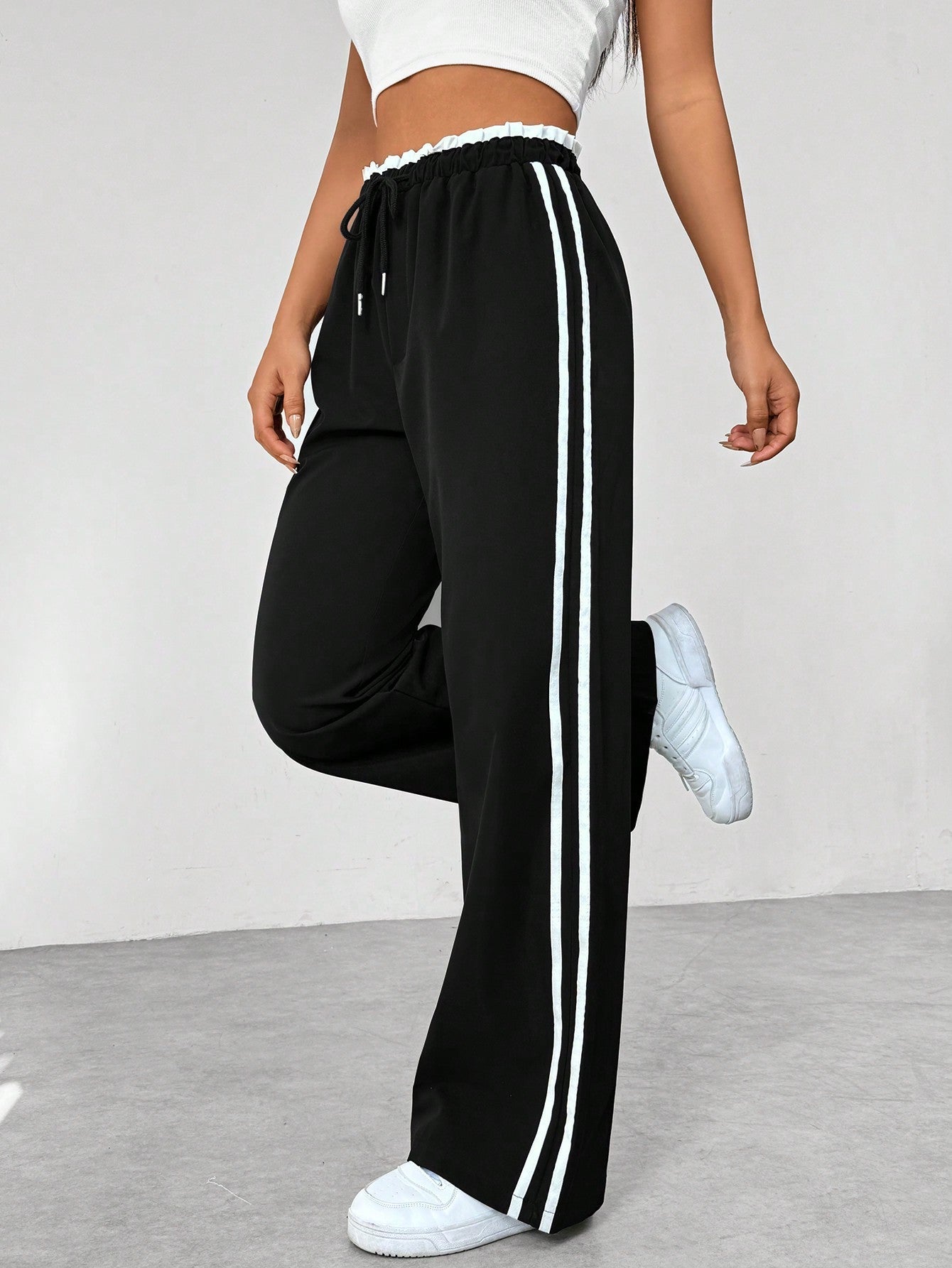 Dames Sportieve Joggingsbroek Comfortabel met Wijde Pijpen en Elastische Taille