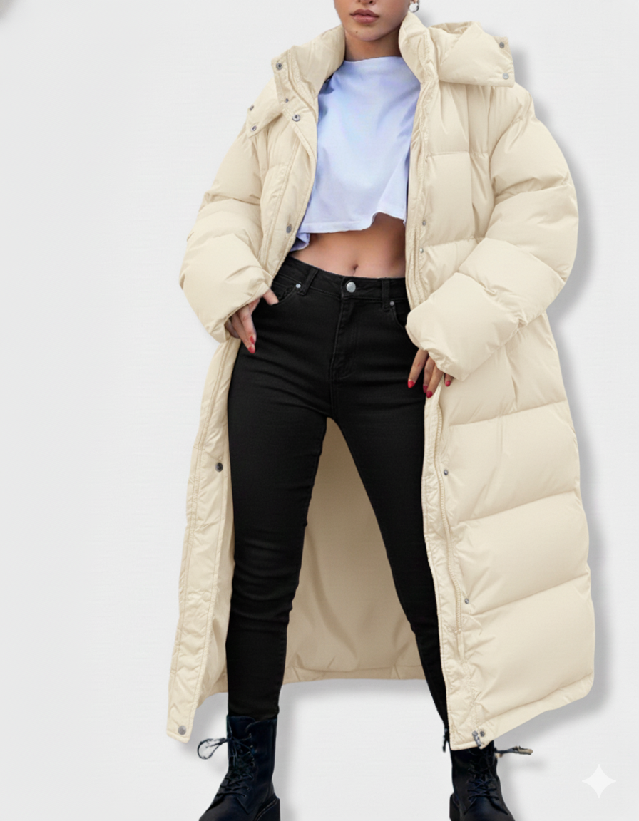 Lange Oversized Puffer Winterjas Met Capuchon Voor Dames