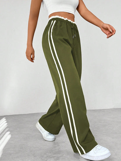 Dames Sportieve Joggingsbroek Comfortabel met Wijde Pijpen en Elastische Taille
