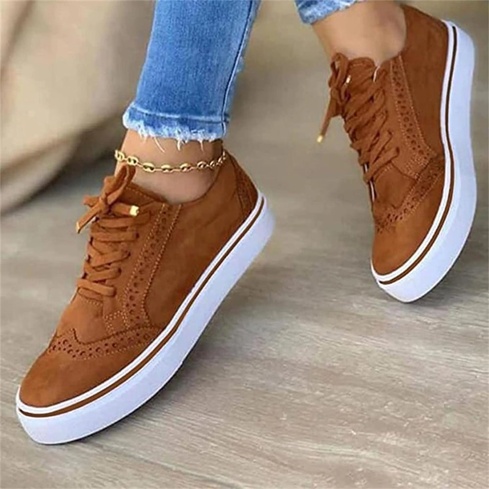 Stijlvolle Brogue Sneakers Met Platform Zool En Veters Voor Dames