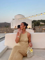 Glittering Sleeveless Bodycon Maxi Dress For Women
