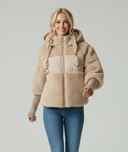 Zachte Warme Fleece Puffer Winterjas met Capuchon voor Vrouwen