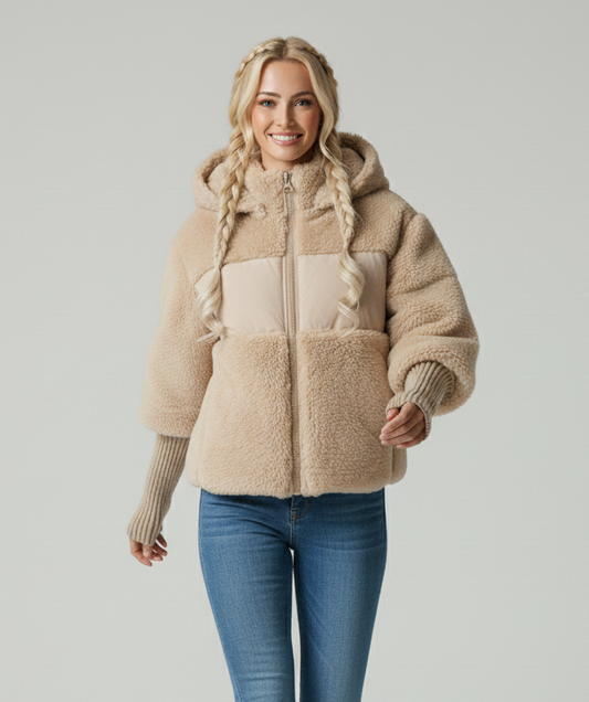 Zachte Warme Fleece Puffer Winterjas met Capuchon voor Vrouwen
