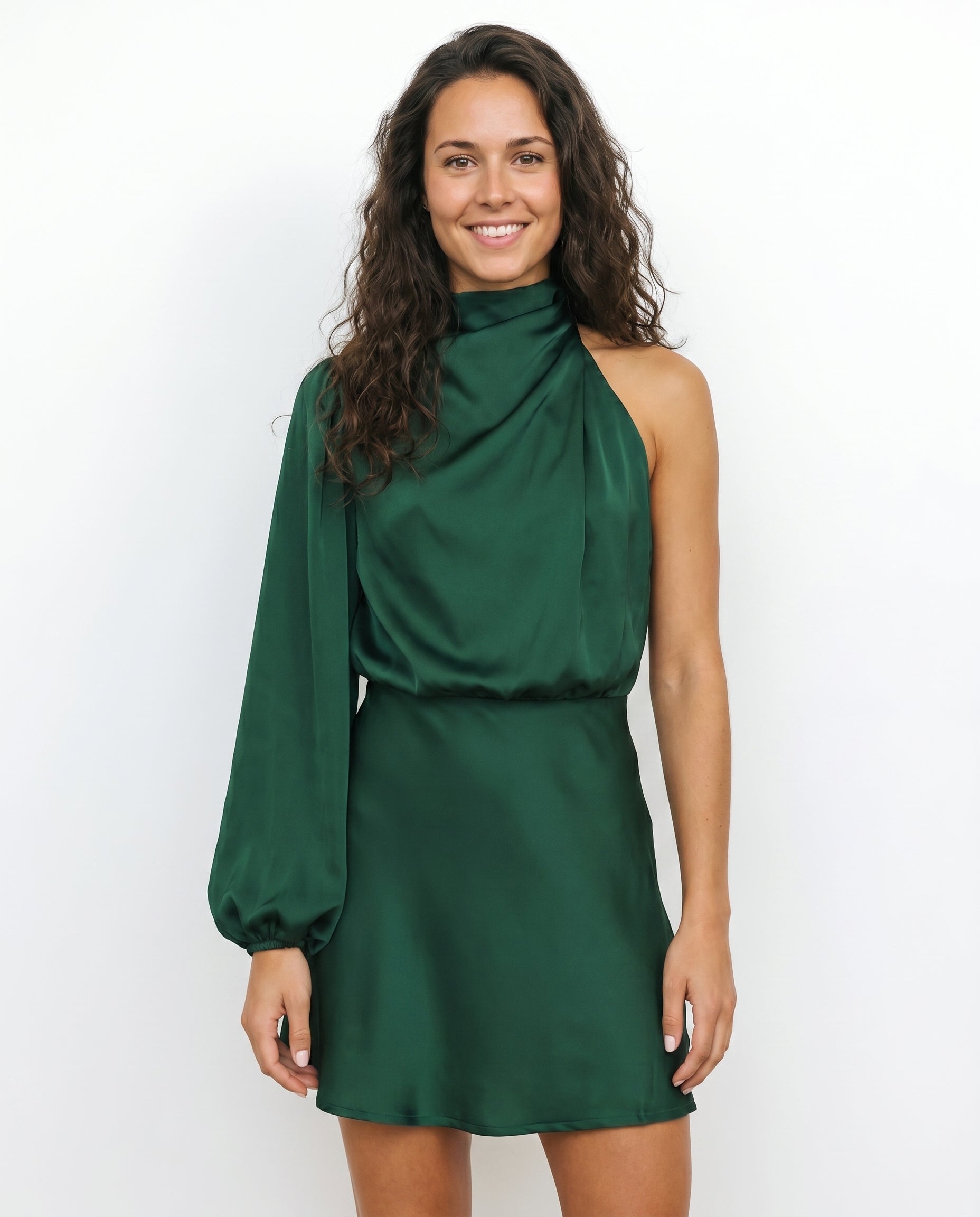alexis-asymmetrische-mini-jurk-donkergroen-1