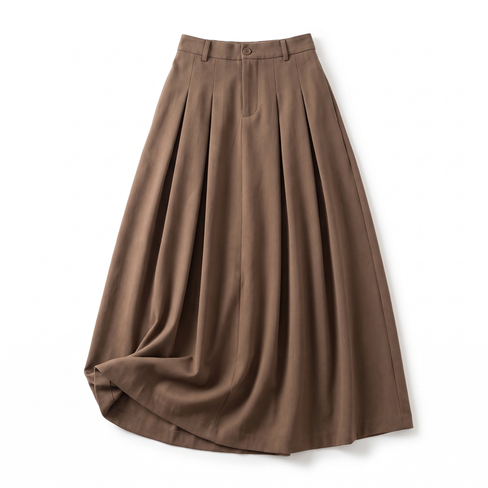 Dames Verfijnde Maxi Rok met Brede Tailleband en Stolpplooien