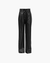 pantalon large en similicuir noir pour femme, vue de face