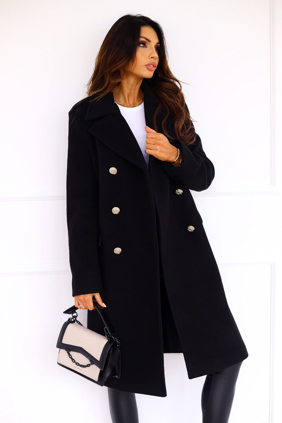 Dames Midi Winterjas met Knopen