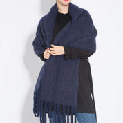 Warm Elegant Winter Scarf with Stylish Fringes for Women
