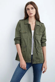 Kurtka przejściowa damska z kieszeniami użytkowymi i zamkiem