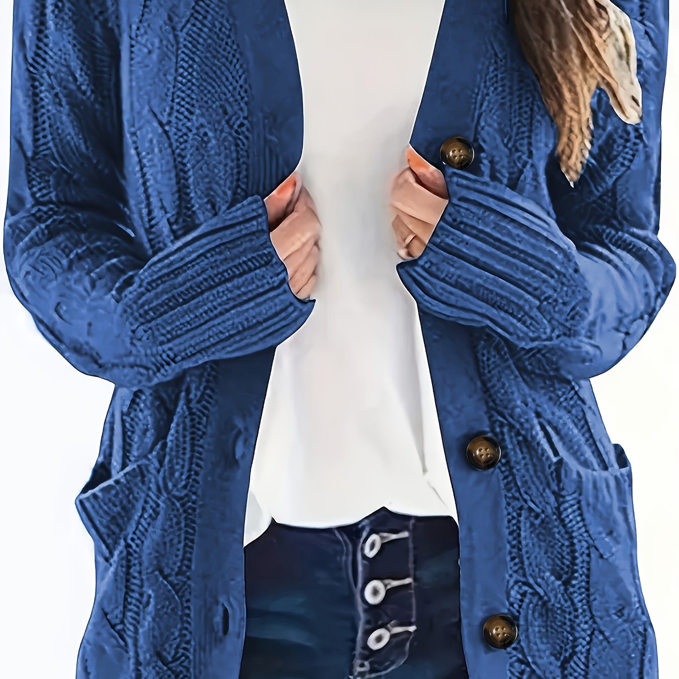 Kabelgebreid Warm Dames Vest Met Knopen