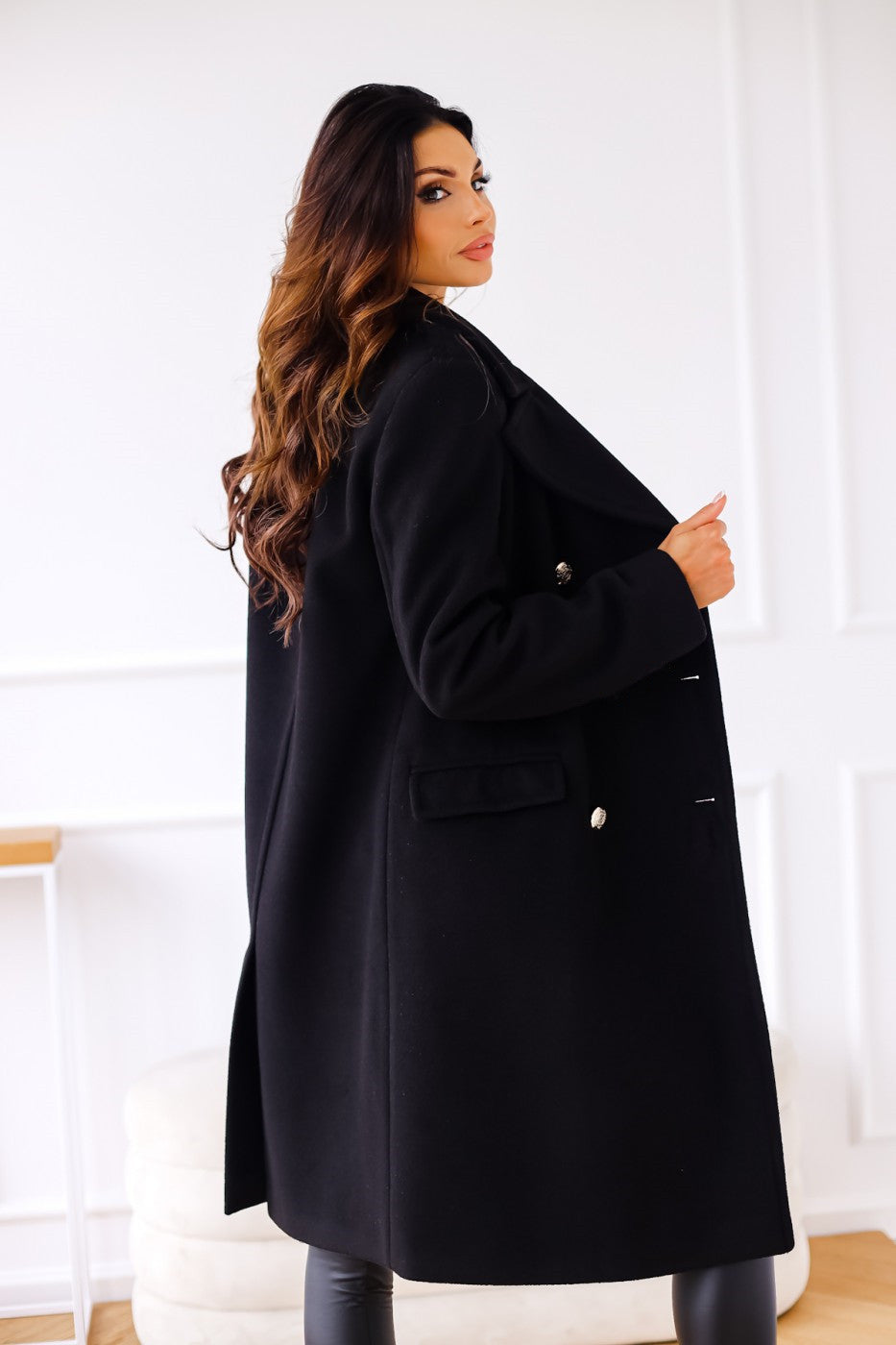 Dames Midi Winterjas met Knopen