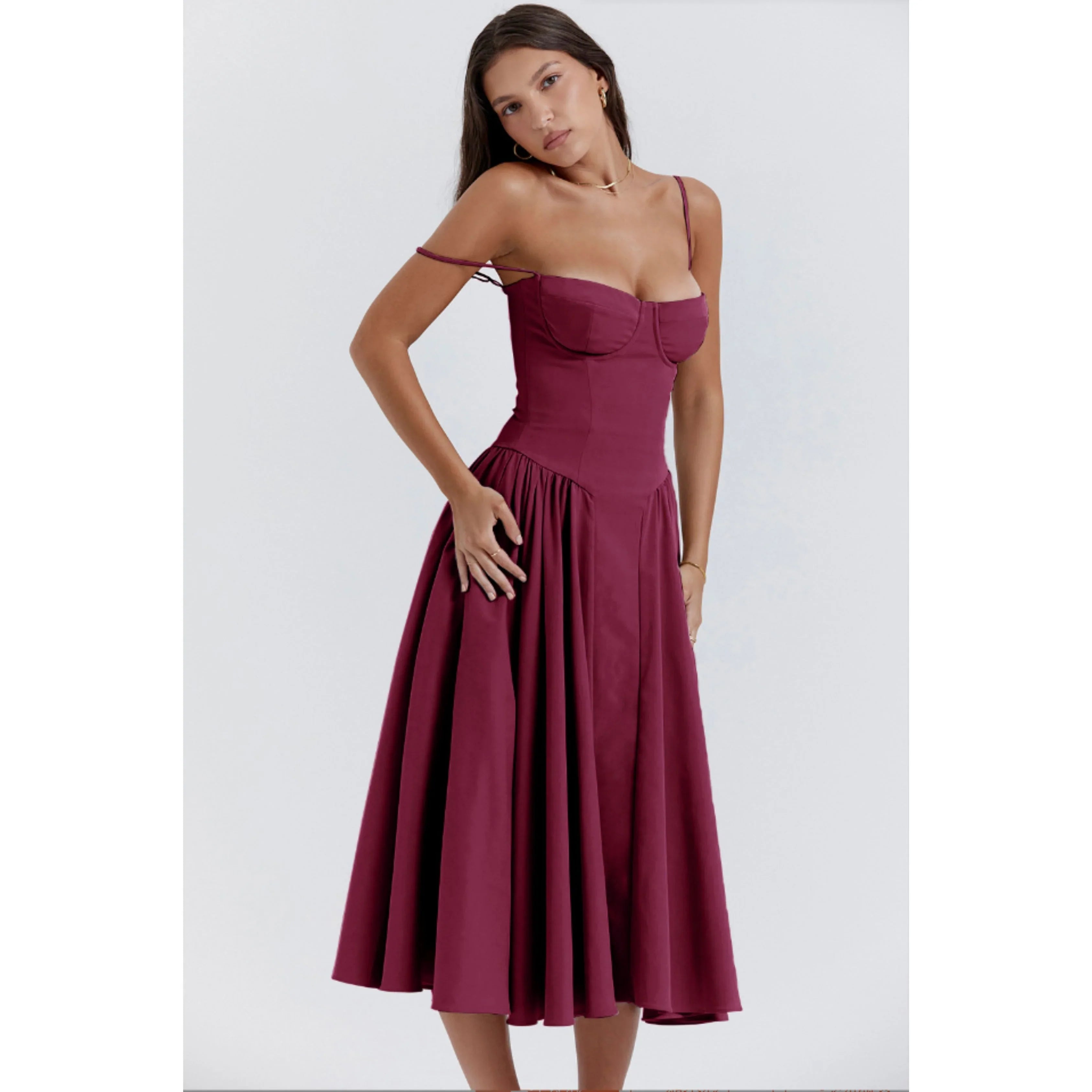 Robe midi élégante avec corset pour femmes