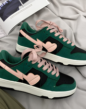 Women's Low Sneakers with Contrast Detail and Lace-Up Closure