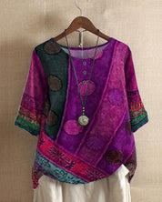 Boho Blouse Met Print En Driekwart Mouwen