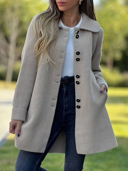 Elegante Warme Vrouwen Peacoat Winterjas Met Knoopsluiting