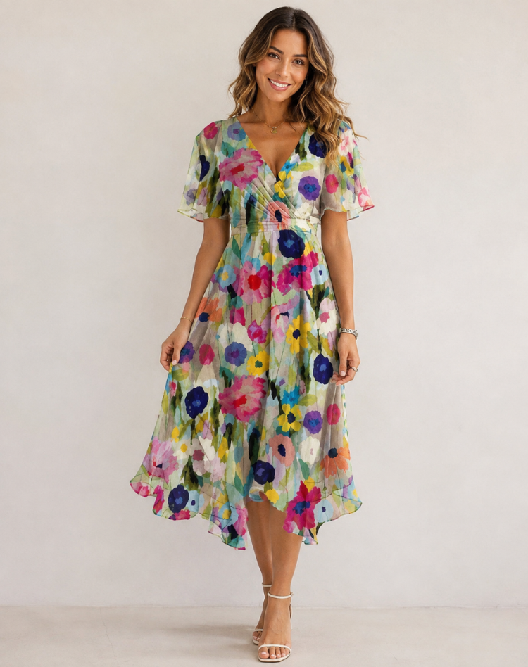 Cocktail Wikkeljurk Met V Hals En Print Voor Dames