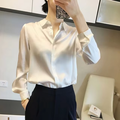 Vrouwen Chique Blouse met Lange Mouwen voor Elegante Pasvorm