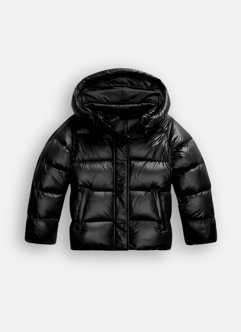 Puffer Jacket for Women Quilted Winter Coat with Hood Water-Repellent Shiny