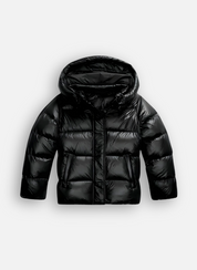 Puffer Jacket for Women Quilted Winter Coat with Hood Water-Repellent Shiny