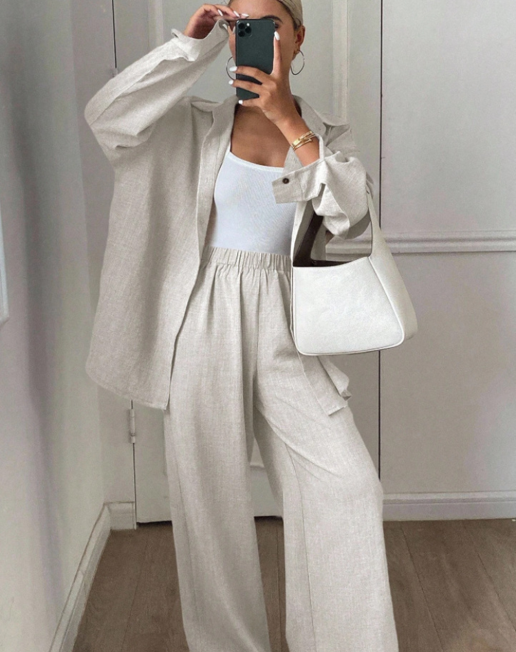 Loungewear Set Voor Dames Met Blouse En Broek En Losse Pasvorm