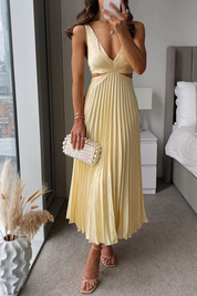 Elegant Gala Midi Dress with Airy Pleats for Women