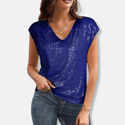 Sparkling Sequin V-Neck Top for Women
