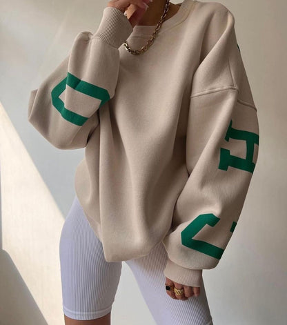 Comfortabele Oversized Dames Trui Met Letterprint