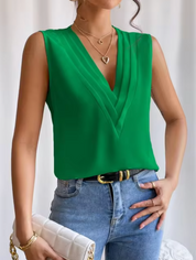 Elegancki top bez rękawów z dekoltem w serek dla kobiet