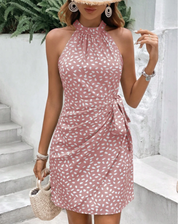 Robe estivale dos nu pour femme avec imprimé et détail à nouer