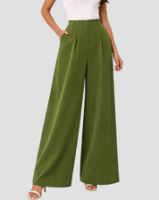 Pantalon femme à jambes larges et taille haute