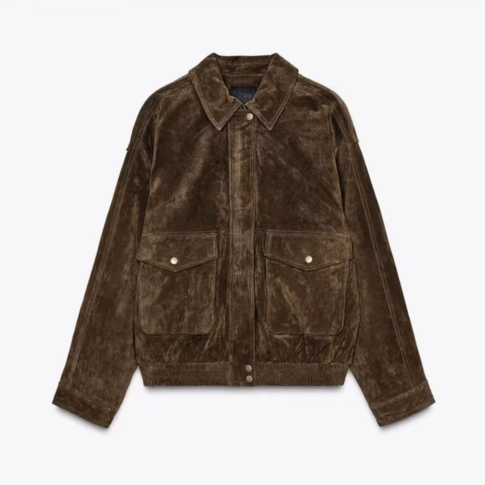 Manteau oversize en suède pour femme, élégant, avec col et fermeture à boutons-pression