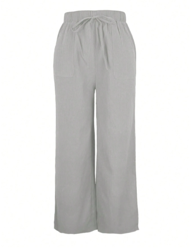 Pantalon Large Confortable Avec Taille Élastique Et Cordon De Serrage Pour Femmes