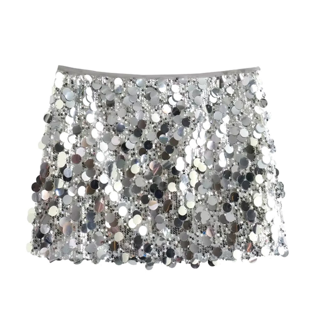 Jupe mini tendance pour femmes avec paillettes et look glamour