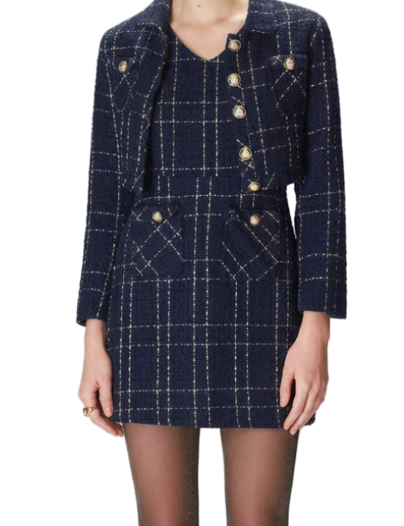 Dames Chique Tweed Set met Kort Jasje en Mini Jurk