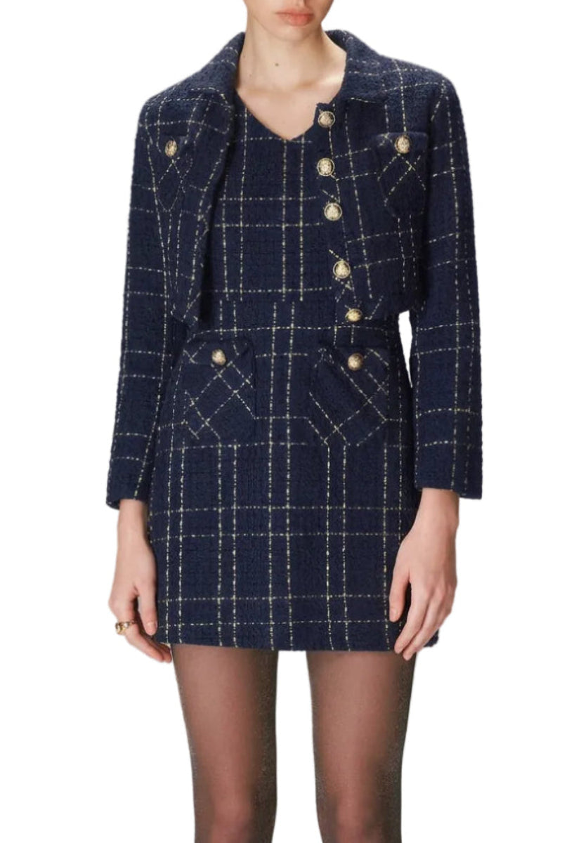Dames Chique Tweed Set met Kort Jasje en Mini Jurk
