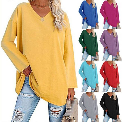 Casual Oversized Trui met V-Hals voor Dames