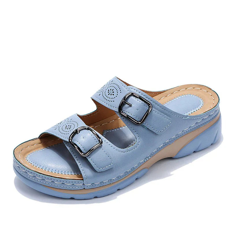Orthopedic Sandals with Platform Sole and Double Buckle for Women