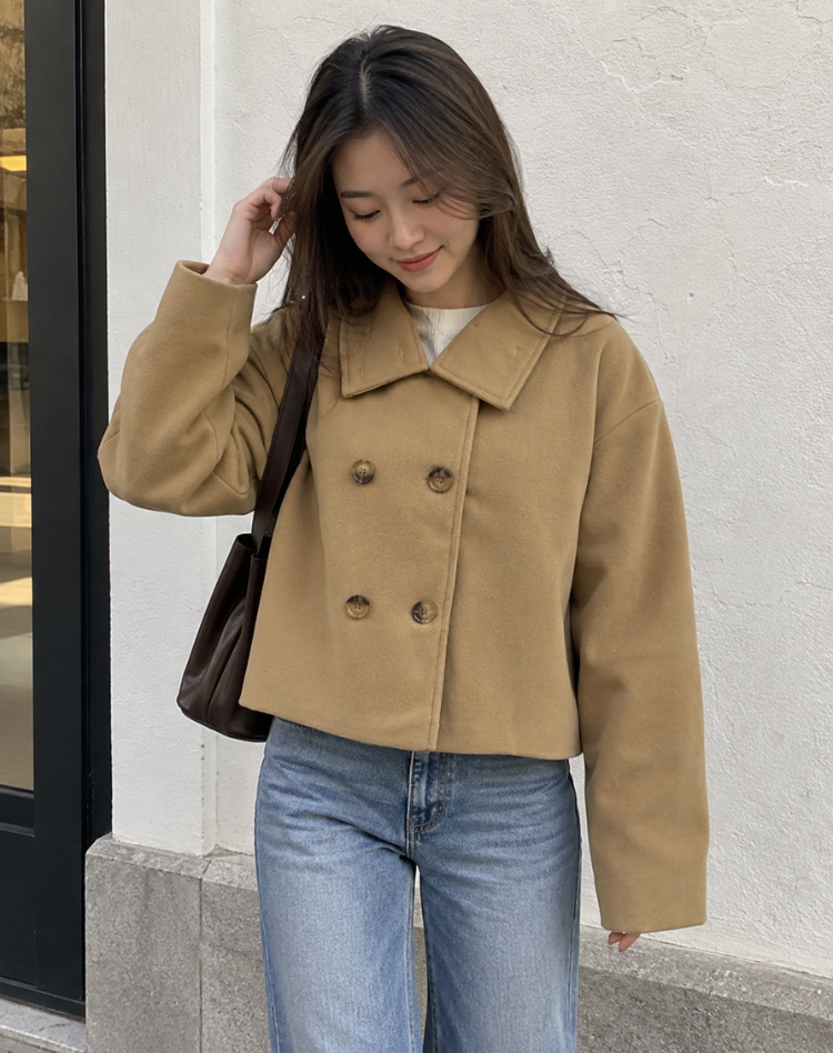 Soft Warm Peacoat Winter Jacket with High Collar for Women