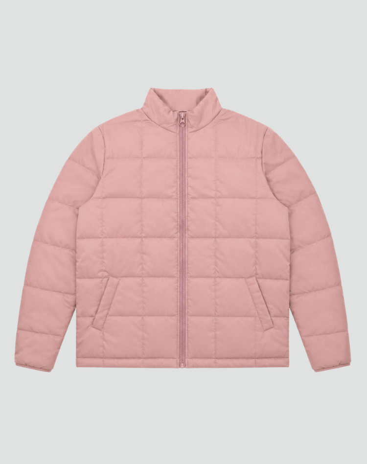 Quilted Bomber Jacket with Zipper and Side Pockets