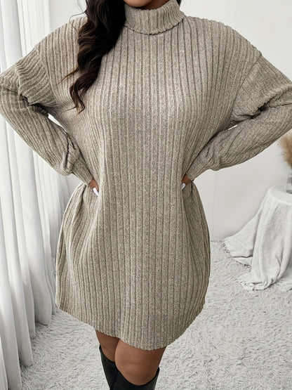 Knusse Geribde Mini Sweaterjurk Met Col Voor Dames