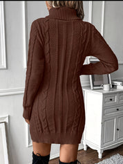 Robe pull mini col roulé chic pour femmes avec motif torsadé