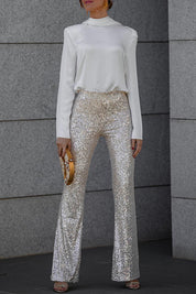 Glitter Pailletten Dames Hoge Taille Flared Broek