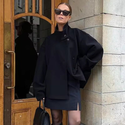Zachte Warme Peacoat Winterjas met Hoge Kraag Vrouwen