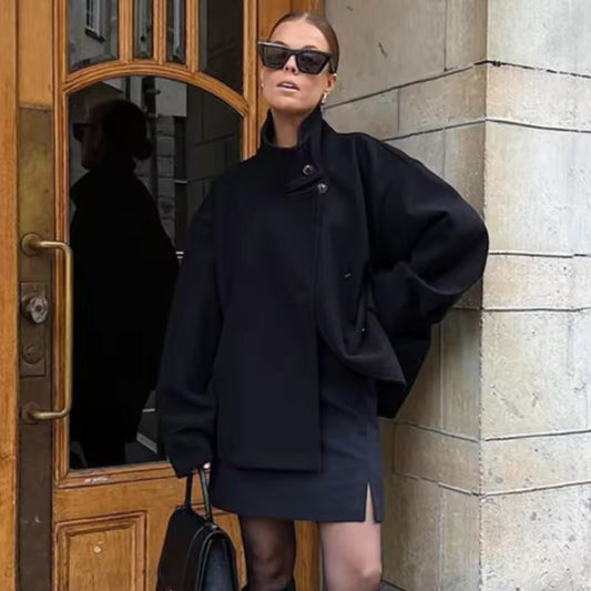 Zachte Warme Peacoat Winterjas met Hoge Kraag Vrouwen